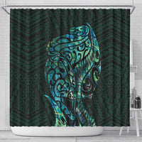 New Zealand Eel Shower Curtain Tuna Aotearoa Maori With Paua Shell - Turquoise
