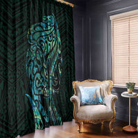 New Zealand Eel Window Curtain Tuna Aotearoa Maori With Paua Shell - Turquoise