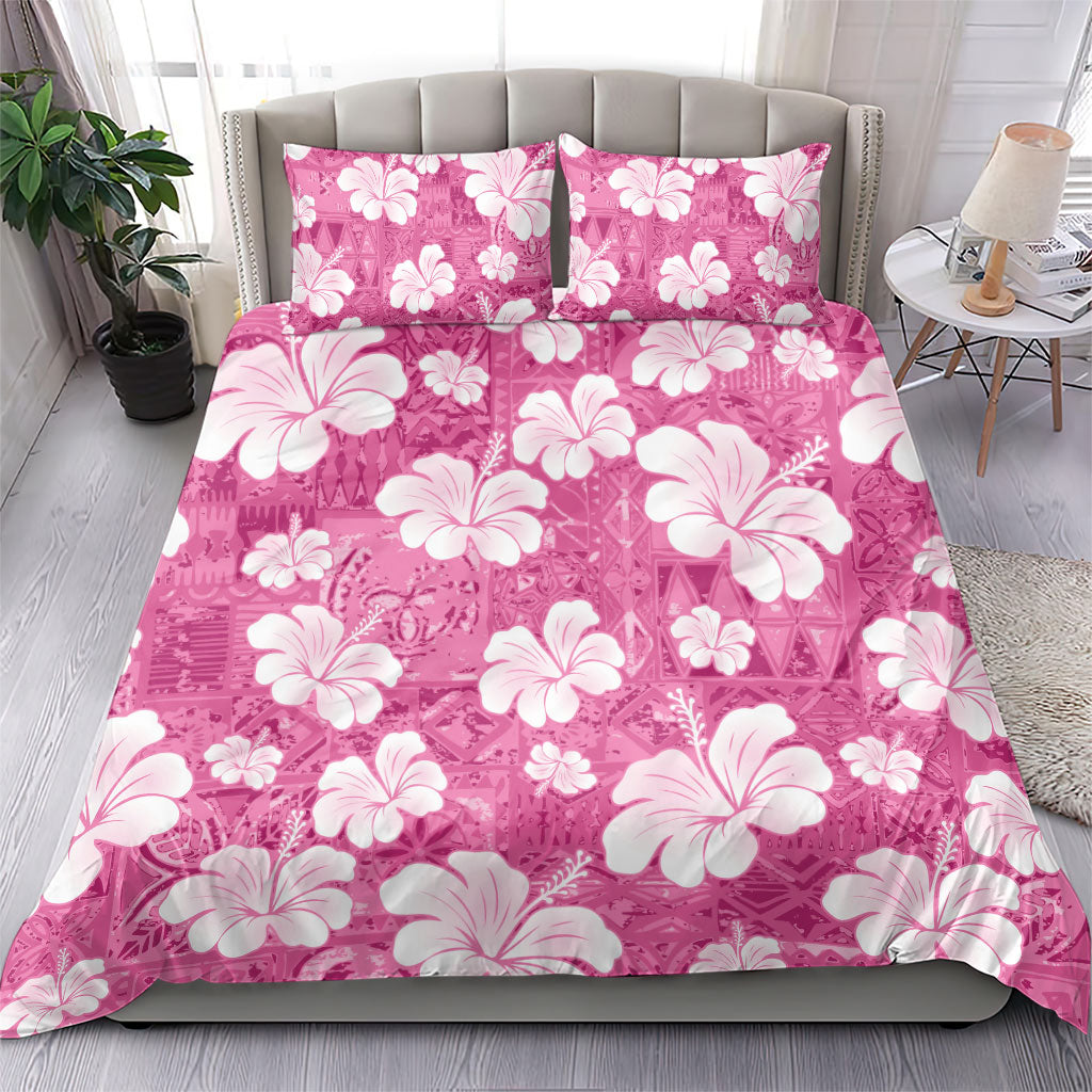 Pink Bula Fiji Masi Hibiscus Seamless Bedding Set