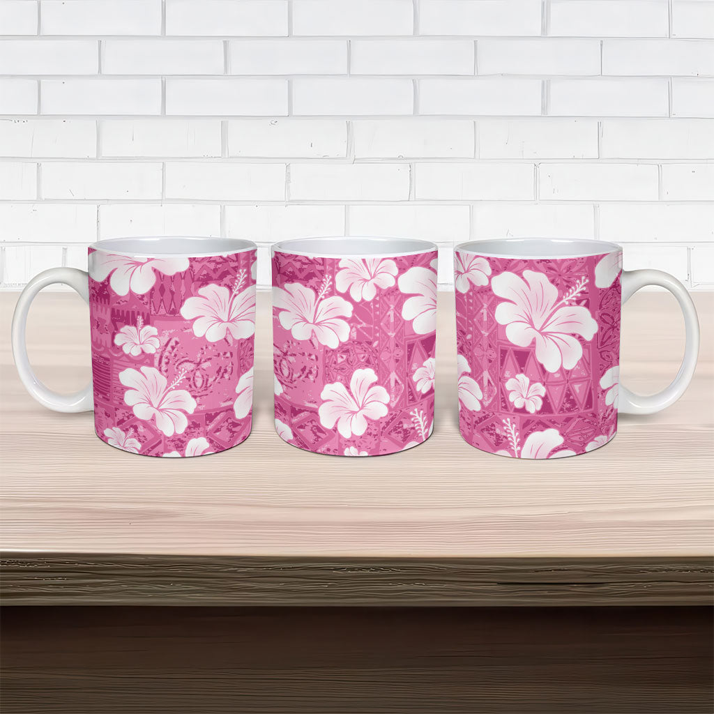 Pink Bula Fiji Masi Hibiscus Seamless Ceramic Mug LT14 - Polynesian Pride