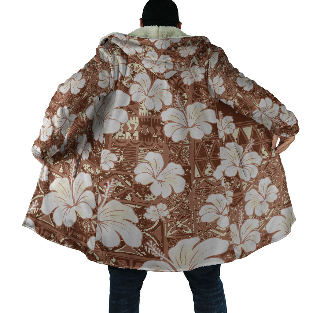 Brown Bula Fiji Masi Hibiscus Seamless Cloak