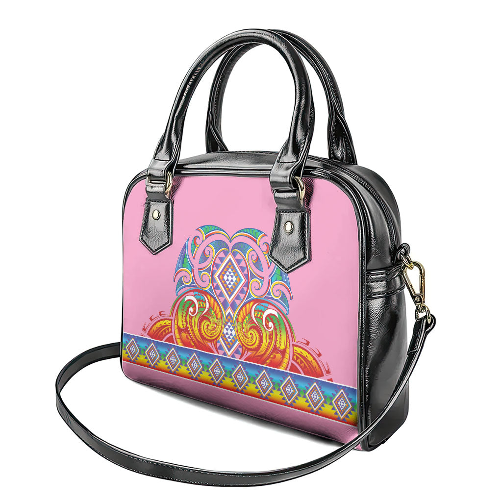 Rainbow Ngaru Taniko With Aotearoa Maori Tattoo Shoulder Handbag LT14 - Polynesian Pride