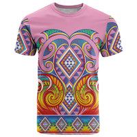 Rainbow Ngaru Taniko With Aotearoa Maori Tattoo T Shirt LT14 Pink - Polynesian Pride