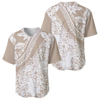 Polynesia Baseball Jersey Polynesian Tropical Flowers Beige Pastel Vibes LT14 - Polynesian Pride