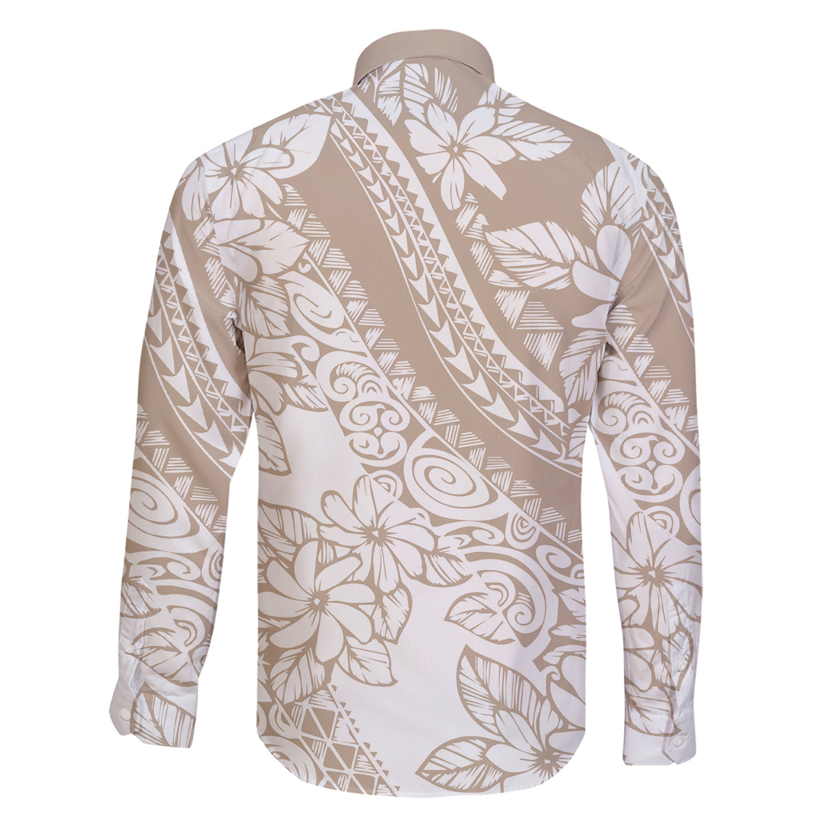 Polynesia Family Matching Off Shoulder Long Sleeve Dress and Hawaiian Shirt Polynesian Tropical Flowers Beige Pastel Vibes LT14 - Polynesian Pride