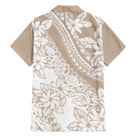 Polynesia Family Matching Puletasi Dress and Hawaiian Shirt Polynesian Tropical Flowers Beige Pastel Vibes LT14 - Polynesian Pride