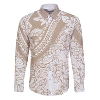 Polynesia Family Matching Puletasi Dress and Hawaiian Shirt Polynesian Tropical Flowers Beige Pastel Vibes LT14 - Polynesian Pride