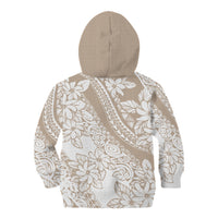 Polynesia Kid Hoodie Polynesian Tropical Flowers Beige Pastel Vibes LT14 - Polynesian Pride