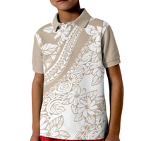 Polynesia Kid Polo Shirt Polynesian Tropical Flowers Beige Pastel Vibes LT14 Kid Beige - Polynesian Pride