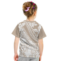 Polynesia Kid T Shirt Polynesian Tropical Flowers Beige Pastel Vibes LT14 - Polynesian Pride