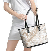 Polynesia Leather Tote Bag Polynesian Tropical Flowers Begie Pastel Vibes LT14 - Polynesian Pride