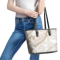 Polynesia Leather Tote Bag Polynesian Tropical Flowers Begie Pastel Vibes LT14 - Polynesian Pride