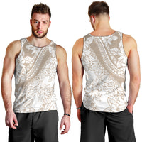 Polynesia Men Tank Top Polynesian Tropical Flowers Beige Pastel Vibes LT14 - Polynesian Pride