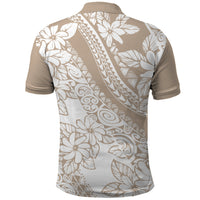 Polynesia Polo Shirt Polynesian Tropical Flowers Beige Pastel Vibes LT14 - Polynesian Pride