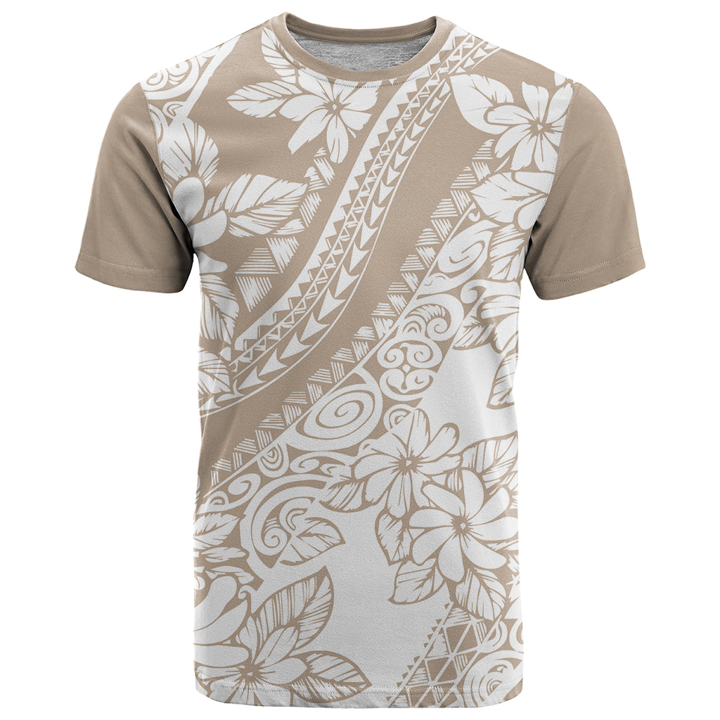 Polynesia T Shirt Polynesian Tropical Flowers Beige Pastel Vibes LT14 Beige - Polynesian Pride