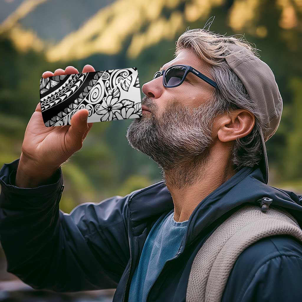 Polynesia 4 in 1 Can Cooler Tumbler Polynesian Tropical Flowers Black Pastel Vibes