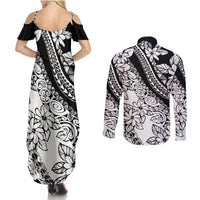polynesia-couples-matching-summer-maxi-dress-and-long-sleeve-button-shirts-polynesian-tropical-flowers-black-pastel-vibes