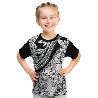 Polynesia Kid T Shirt Polynesian Tropical Flowers Black Pastel Vibes LT14 Black - Polynesian Pride
