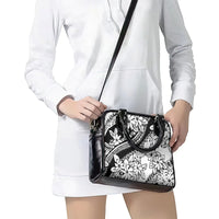 Polynesia Shoulder Handbag Polynesian Tropical Flowers Black Pastel Vibes LT14 - Polynesian Pride