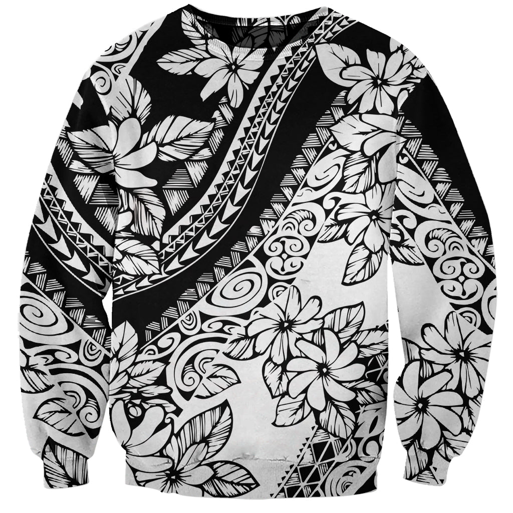 Polynesia Sweatshirt Polynesian Tropical Flowers Black Pastel Vibes LT14 Unisex Black - Polynesian Pride