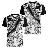 polynesia-women-v-neck-t-shirt-polynesian-tropical-flowers-black-pastel-vibes