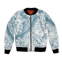 Polynesia Bomber Jacket Polynesian Tropical Flowers Blue Pastel Vibes LT14 Unisex Blue - Polynesian Pride