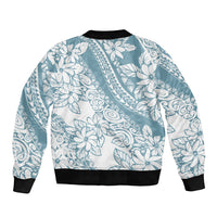 Polynesia Bomber Jacket Polynesian Tropical Flowers Blue Pastel Vibes LT14 - Polynesian Pride