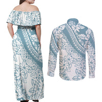 polynesia-couples-matching-off-shoulder-maxi-dress-and-long-sleeve-button-shirts-polynesian-tropical-flowers-blue-pastel-vibes