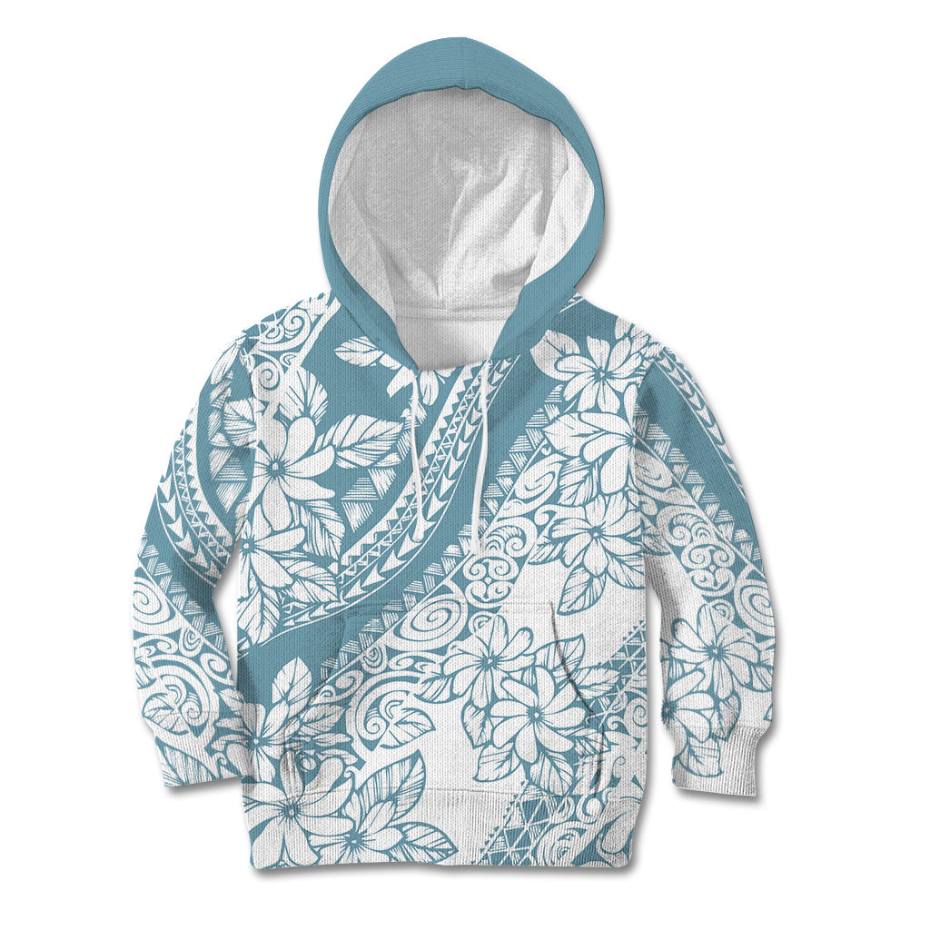 Polynesia Kid Hoodie Polynesian Tropical Flowers Blue Pastel Vibes LT14 Hoodie Blue - Polynesian Pride