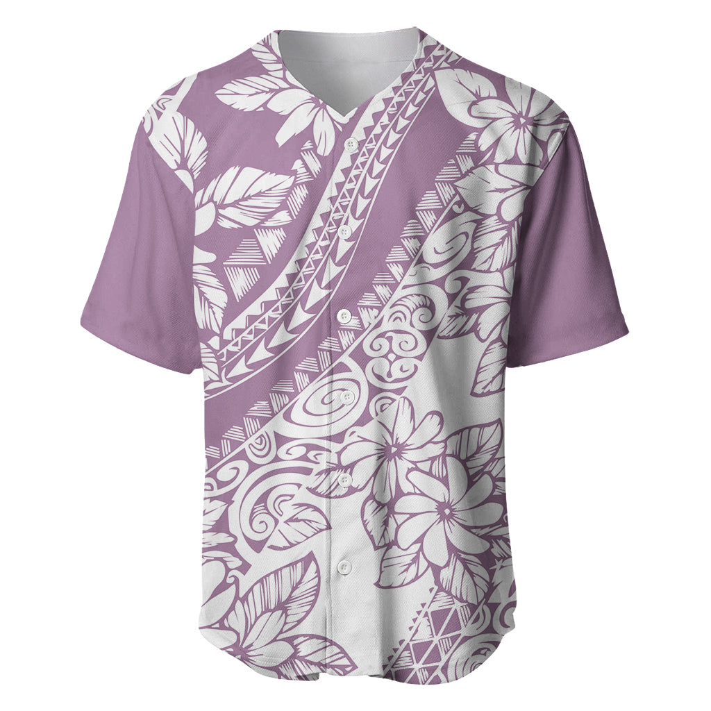 Polynesia Baseball Jersey Polynesian Tropical Flowers Purple Pastel Vibes LT14 Purple - Polynesian Pride