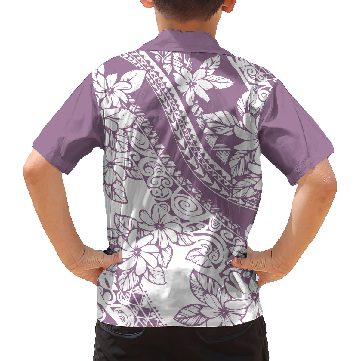 polynesia-family-matching-long-sleeve-bodycon-dress-and-hawaiian-shirt-polynesian-tropical-flowers-purple-pastel-vibes