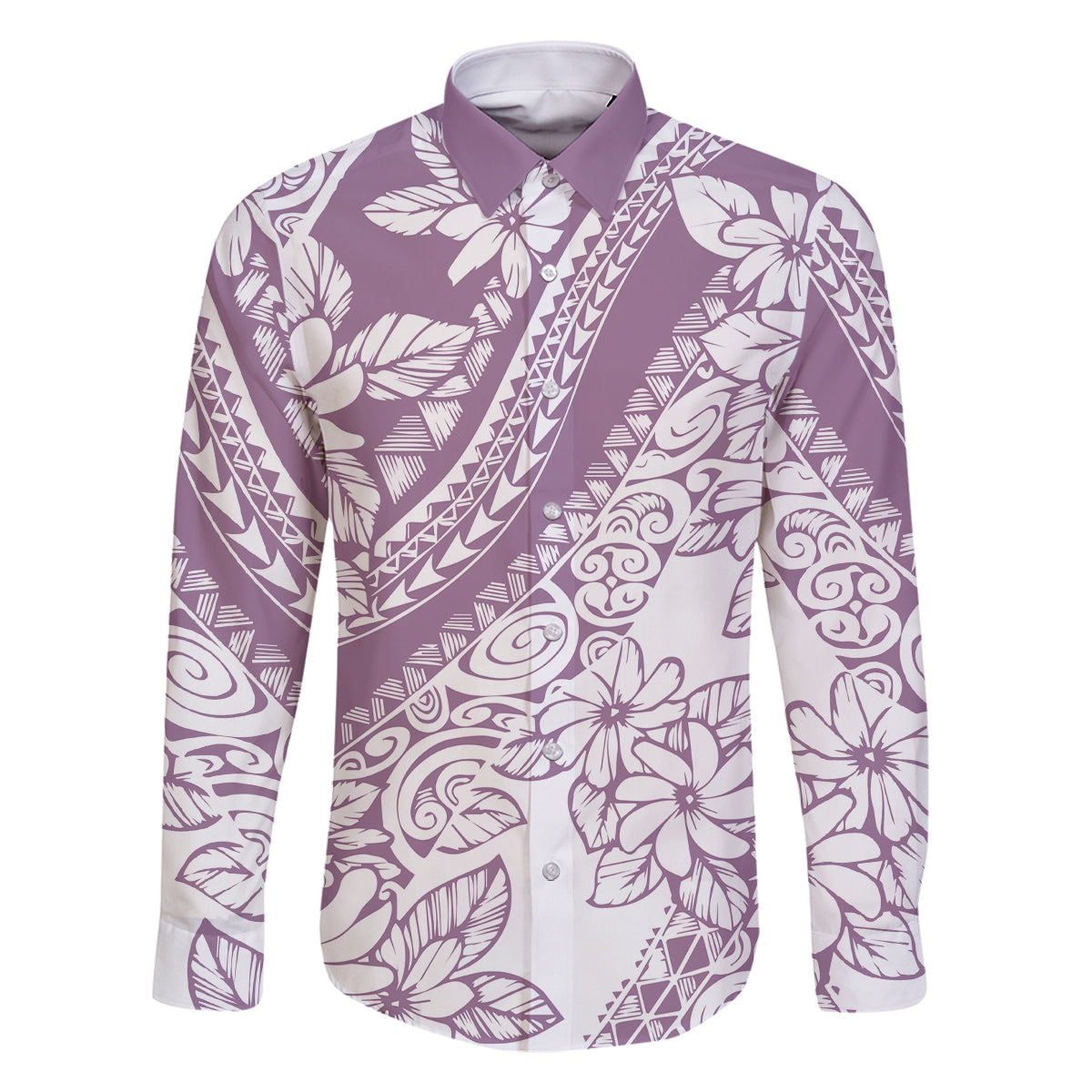 polynesia-family-matching-long-sleeve-bodycon-dress-and-hawaiian-shirt-polynesian-tropical-flowers-purple-pastel-vibes