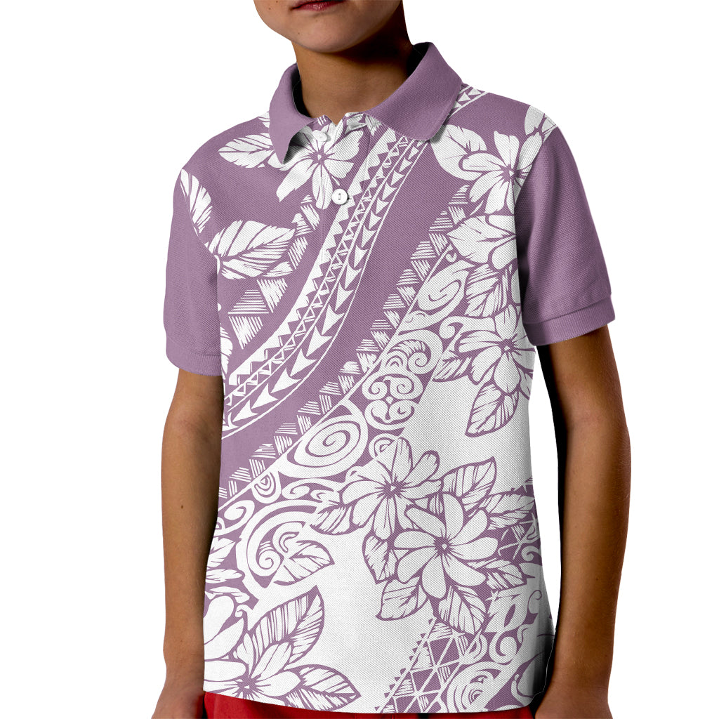 Polynesia Kid Polo Shirt Polynesian Tropical Flowers Purple Pastel Vibes LT14 Kid Purple - Polynesian Pride