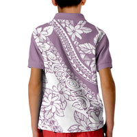 Polynesia Kid Polo Shirt Polynesian Tropical Flowers Purple Pastel Vibes LT14 - Polynesian Pride