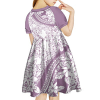 Polynesia Kid Short Sleeve Dress Polynesian Tropical Flowers Purple Pastel Vibes LT14 - Polynesian Pride