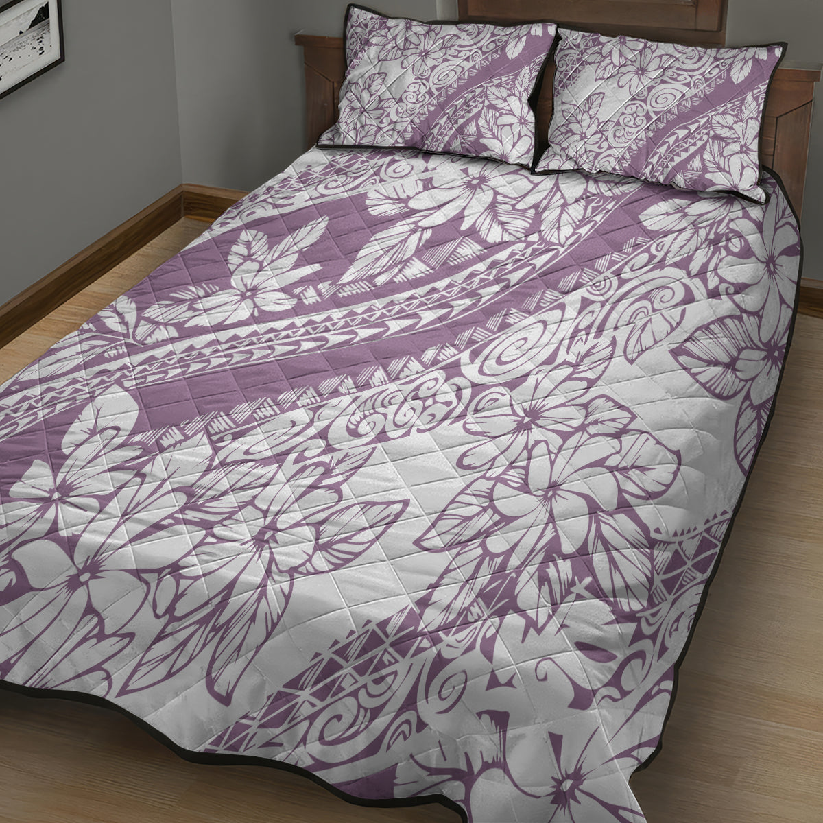 Polynesia Quilt Bed Set Polynesian Tropical Flowers Purple Pastel Vibes LT14 - Polynesian Pride