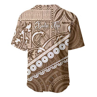 Beige Bula Fiji Baseball Jersey Fijian Language Week Tapa Cloth - Pastel LT14 - Polynesian Pride