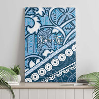 Blue Bula Fiji Canvas Wall Art Fijian Language Week Tapa Cloth - Pastel