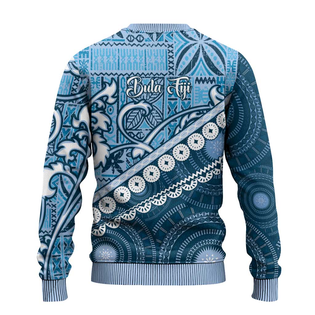 Blue Bula Fiji Ugly Christmas Sweater Fijian Language Week Tapa Cloth - Pastel