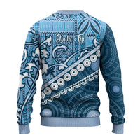Blue Bula Fiji Ugly Christmas Sweater Fijian Language Week Tapa Cloth - Pastel