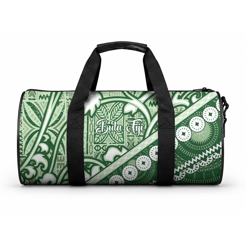 Green Bula Fiji Duffle Bag Fijian Language Week Tapa Cloth - Pastel LT14 One size Green - Polynesian Pride