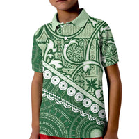 Green Bula Fiji Kid Polo Shirt Fijian Language Week Tapa Cloth - Pastel LT14 Kid Green - Polynesian Pride