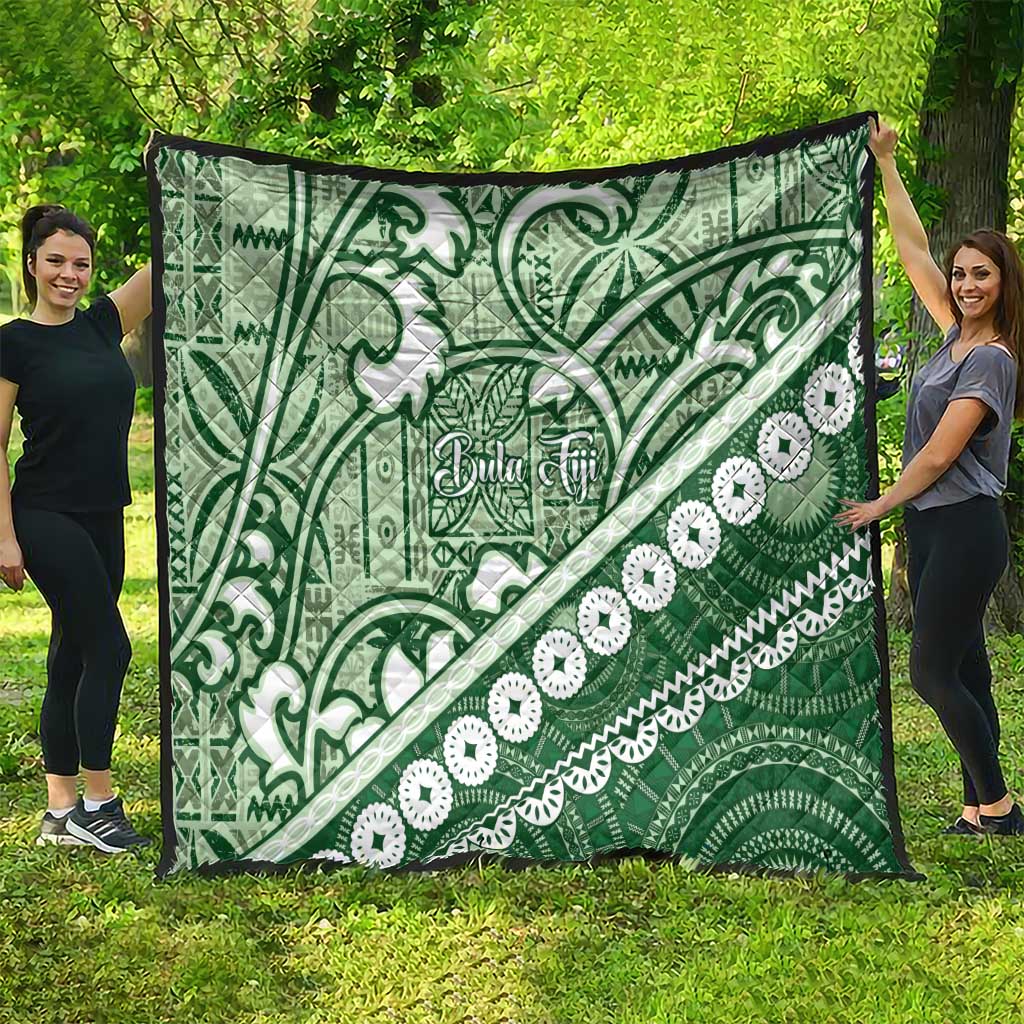 Green Bula Fiji Quilt Fijian Language Week Tapa Cloth - Pastel LT14 - Polynesian Pride
