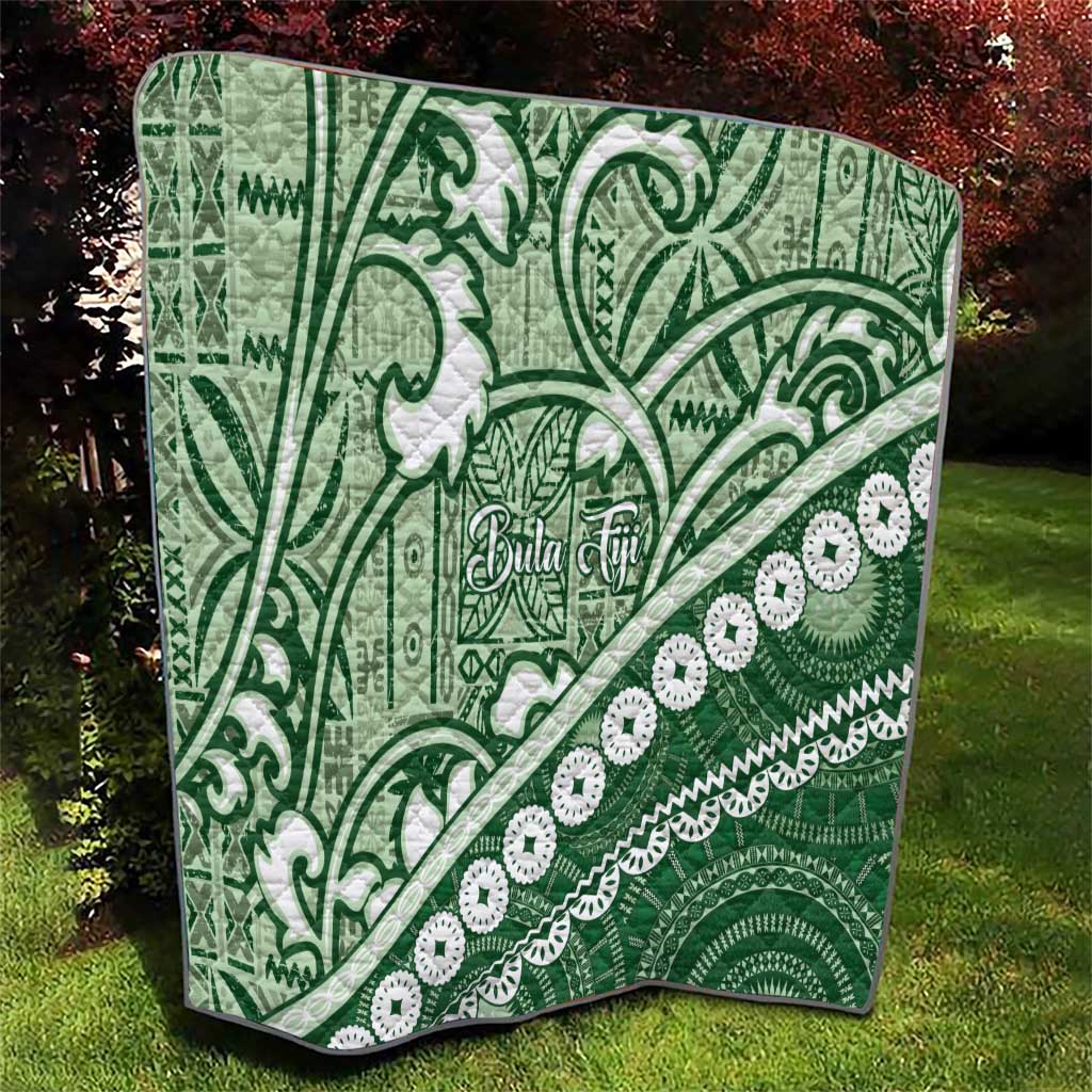 Green Bula Fiji Quilt Fijian Language Week Tapa Cloth - Pastel LT14 - Polynesian Pride