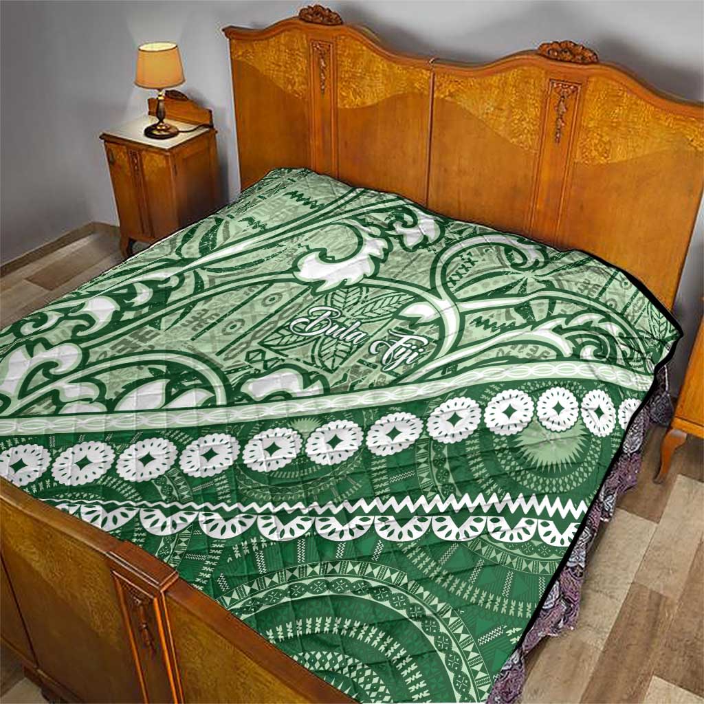 Green Bula Fiji Quilt Fijian Language Week Tapa Cloth - Pastel LT14 - Polynesian Pride