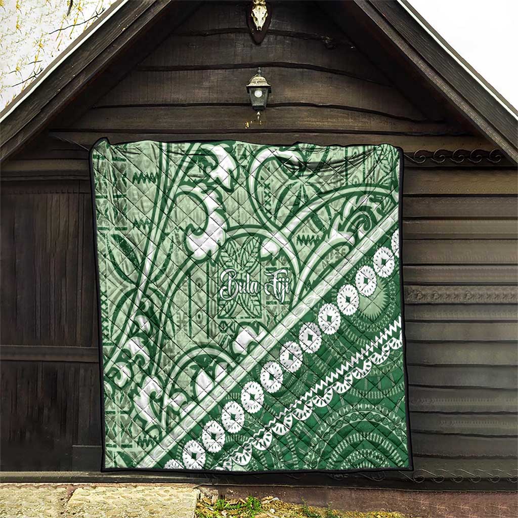 Green Bula Fiji Quilt Fijian Language Week Tapa Cloth - Pastel LT14 - Polynesian Pride
