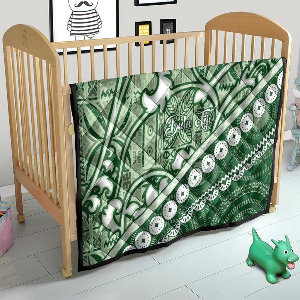 Green Bula Fiji Quilt Fijian Language Week Tapa Cloth - Pastel LT14 - Polynesian Pride