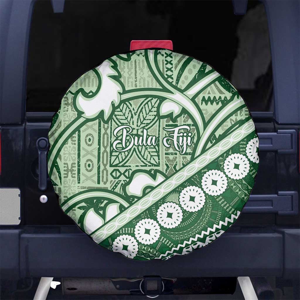 Green Bula Fiji Spare Tire Cover Fijian Language Week Tapa Cloth - Pastel LT14 - Polynesian Pride