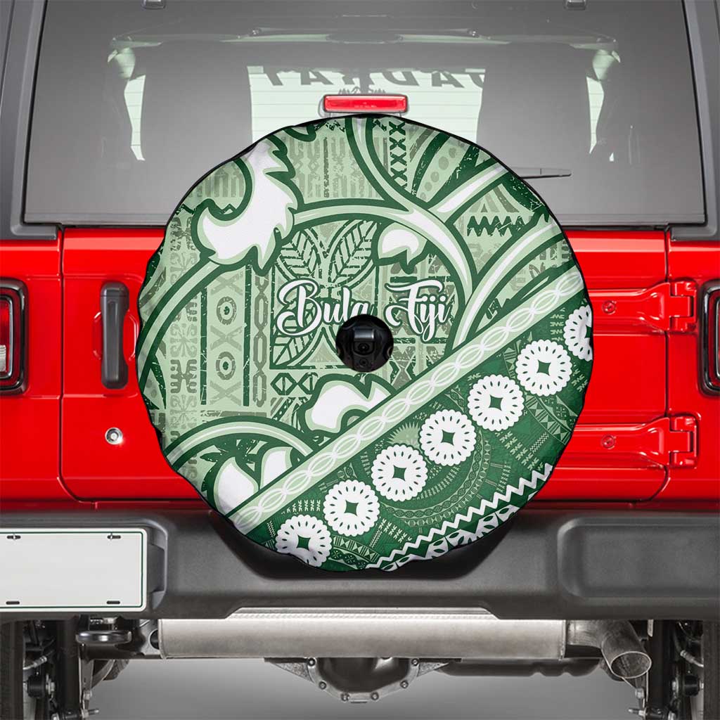 Green Bula Fiji Spare Tire Cover Fijian Language Week Tapa Cloth - Pastel LT14 - Polynesian Pride