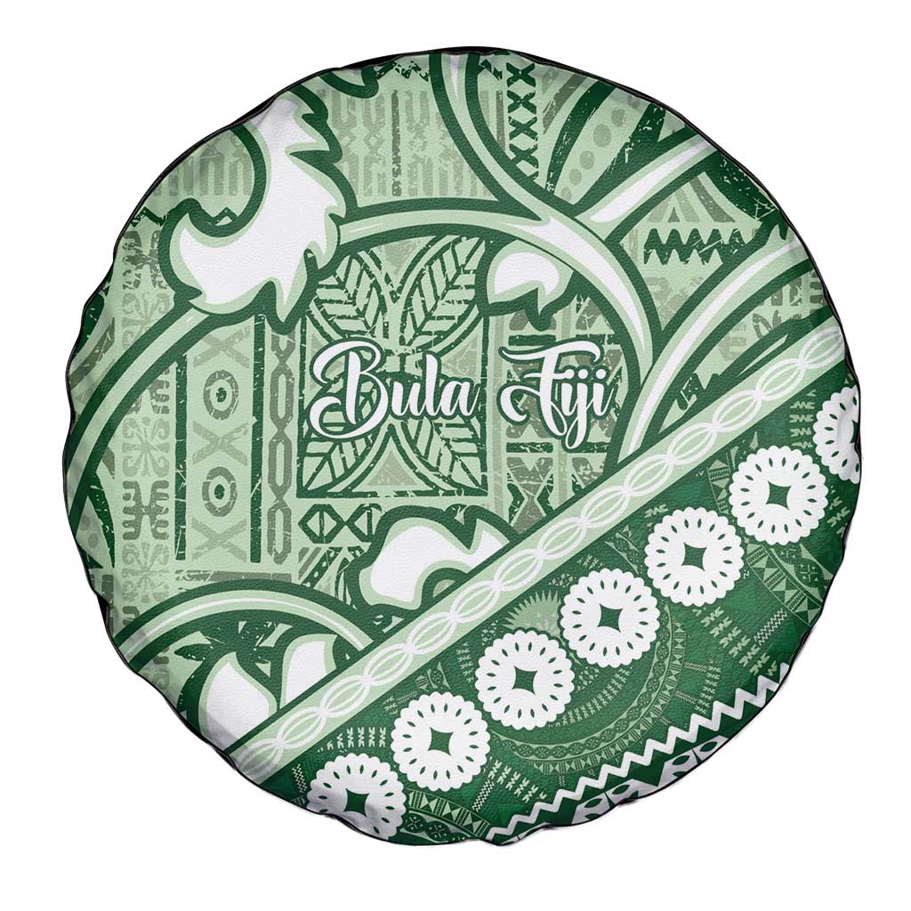 Green Bula Fiji Spare Tire Cover Fijian Language Week Tapa Cloth - Pastel LT14 - Polynesian Pride